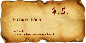 Heiman Sára névjegykártya